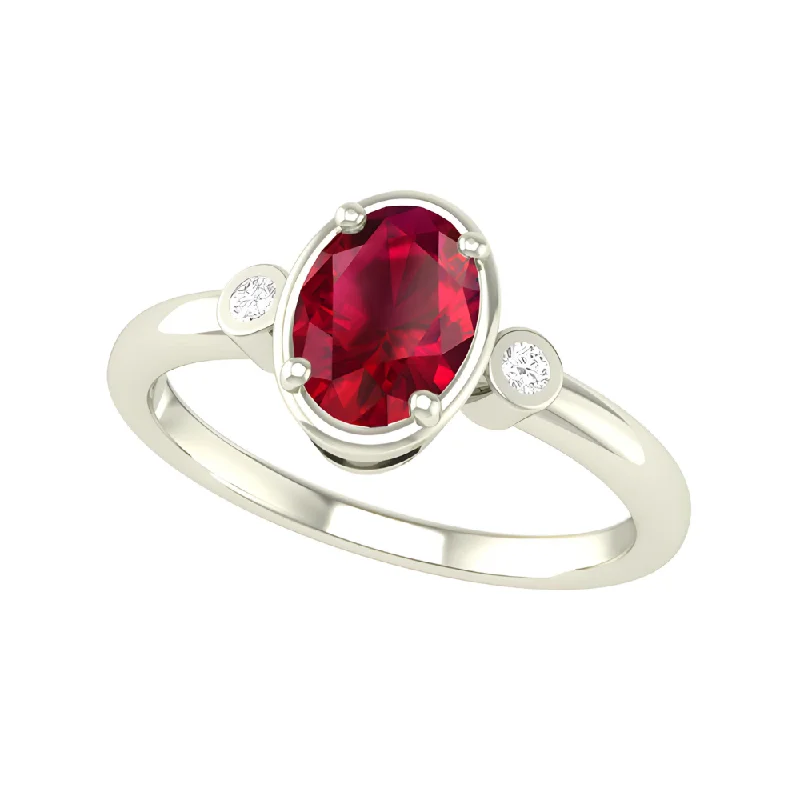 Women’s solitaire engagement rings-10kt White Gold Garnet And Diamond Ring