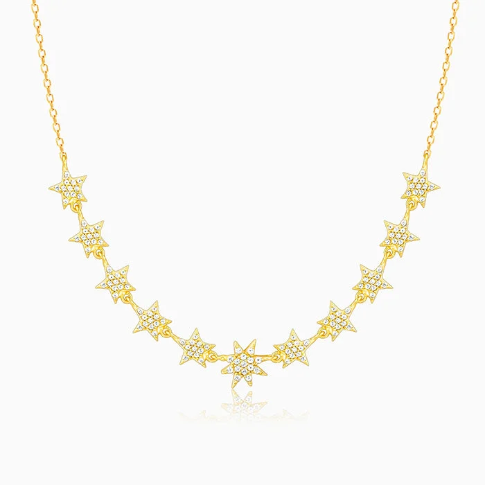 Women’s gemstone necklaces-Golden Radiating Star Necklace