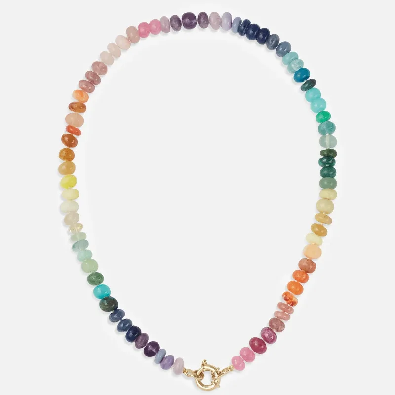 Women’s pendant chain necklaces-Classic Rainbow Gemstone Necklace