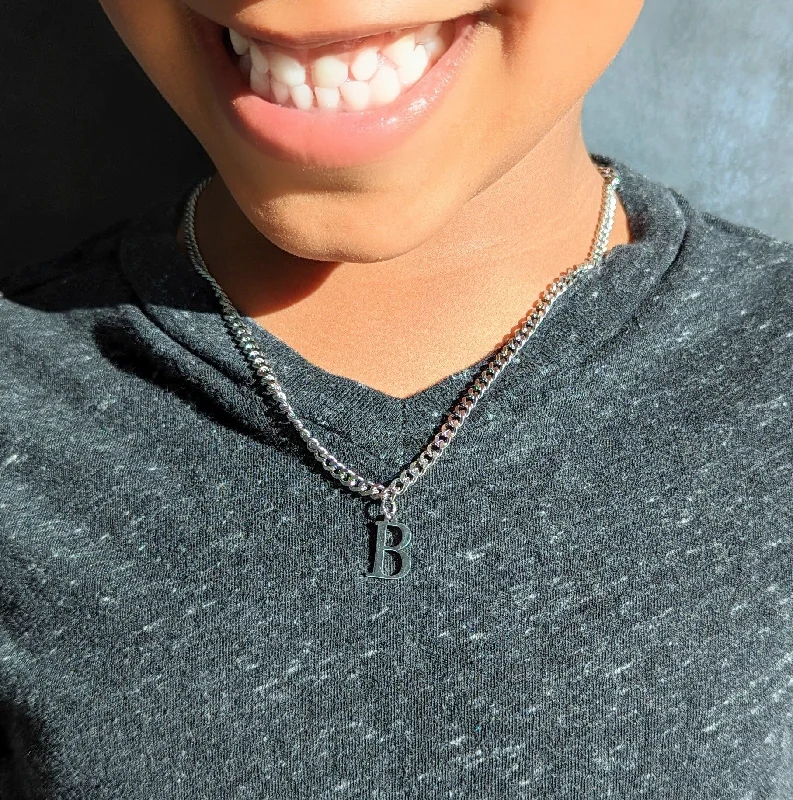 Women’s mixed metal necklaces-Unisex Kids' Steel Initial Necklace