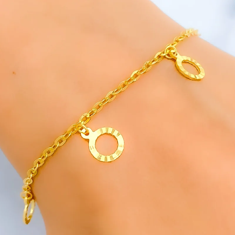 Women’s thick bangles-Sparkling Delicate 22k Gold Halo Charm Bracelet