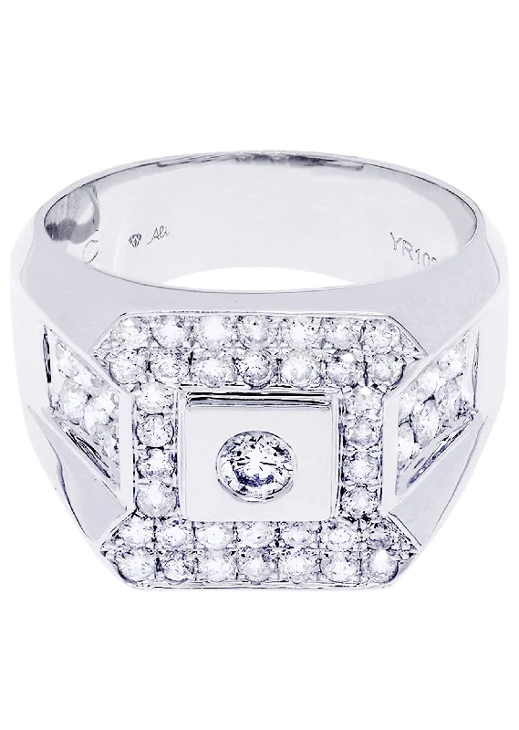 Women’s classic engagement rings-White Gold Pinky Diamond Ring| 1.39 Carats| 10.9 Grams