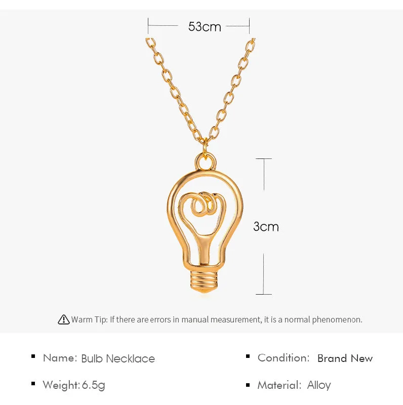 Women’s classic pearl necklaces-New Light Bulb Shape Ladies Wild Alloy Clavicle Chain Pendant Necklace Jewelry