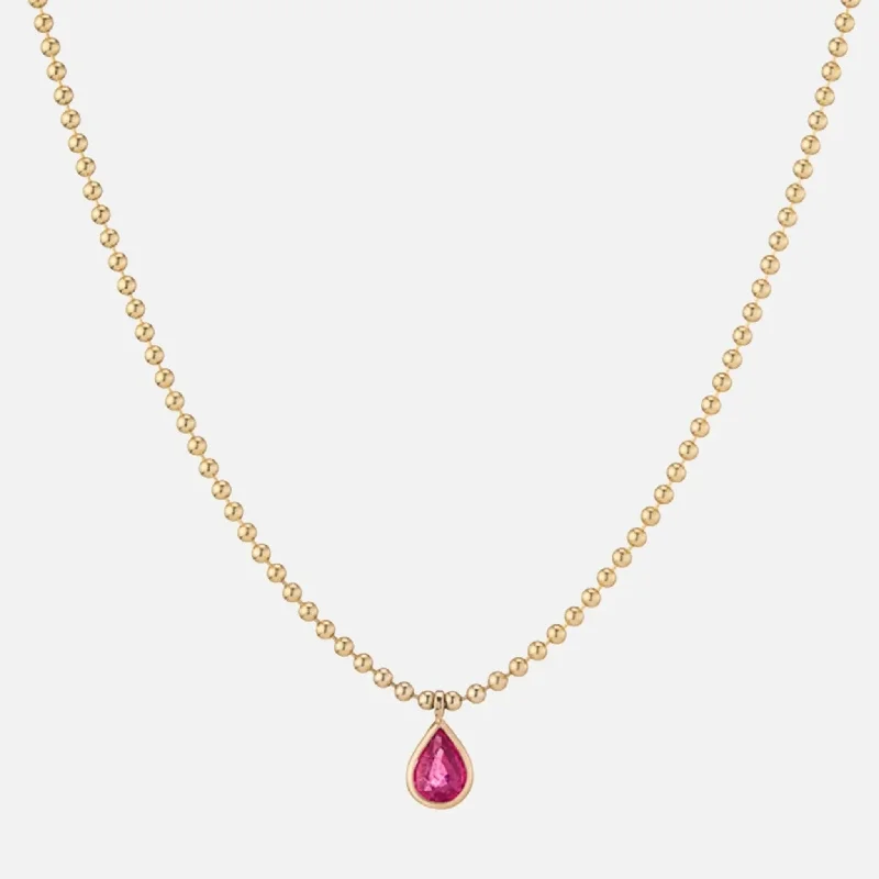 Women’s diamond solitaire necklaces-Pink Tourmaline Ball Chain Necklace