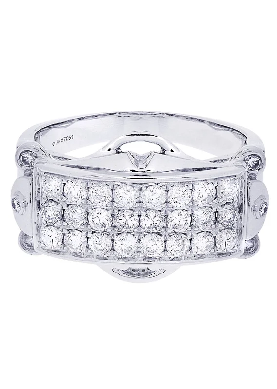 Women’s halo diamond engagement rings-White Gold Mens Diamond Ring| 1.22 Carats| 8.52 Grams