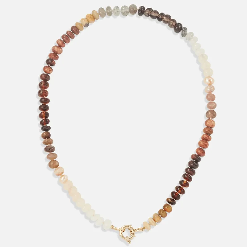 Women’s infinity charm necklaces-Coffee Gemstone Necklace