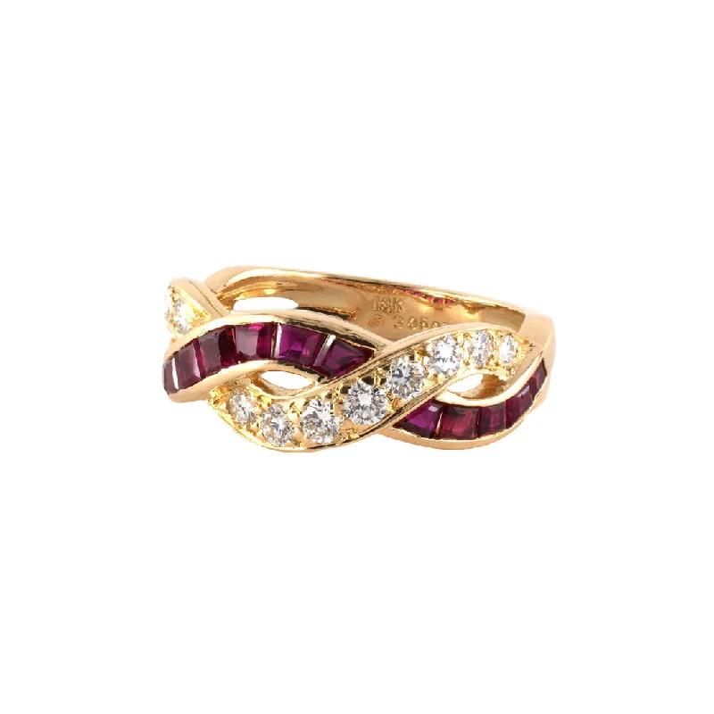 Women’s rose gold solitaire engagement rings-Oscar Heyman Calibré Ruby & Diamond Wedding Ring