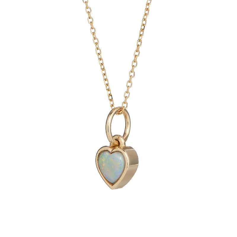 Women’s silver pendant necklaces-Opal Heart Pendant