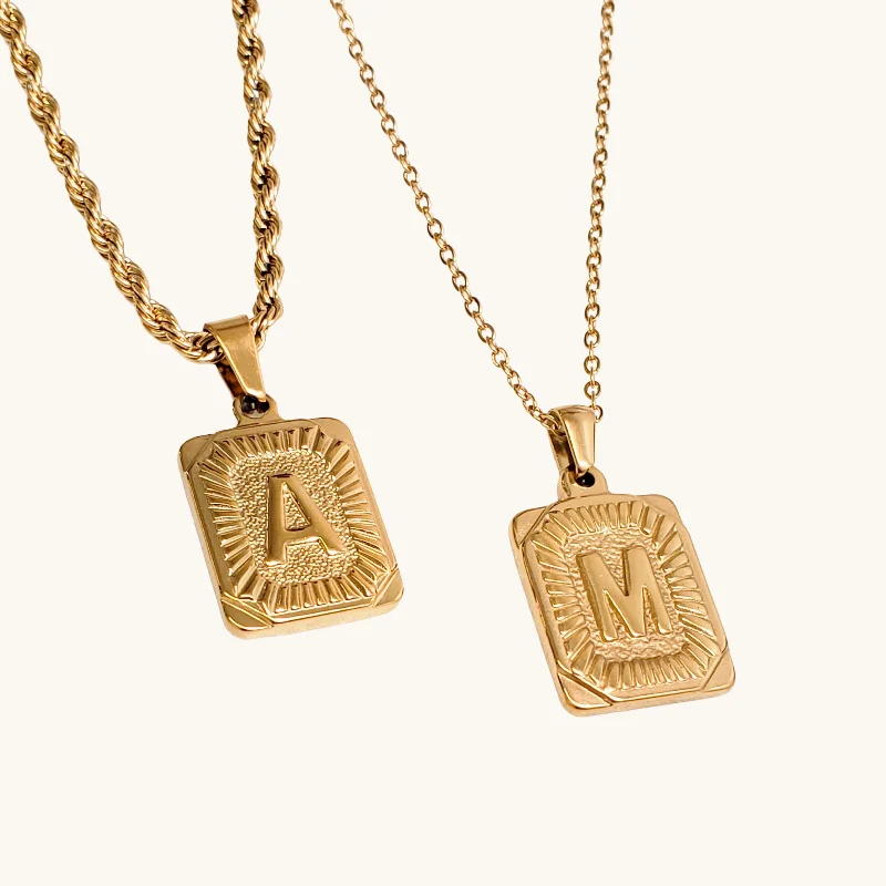 Women’s long necklaces-Couple's Initial Vintage Necklaces