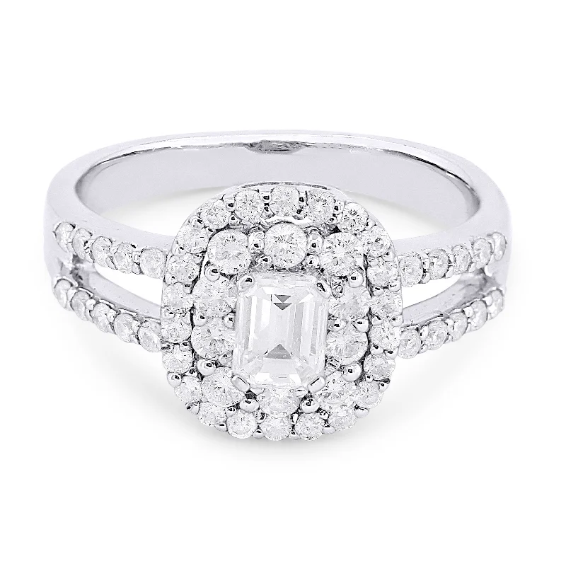 Women’s eternity engagement rings-18K White Gold,white Diamond Ring