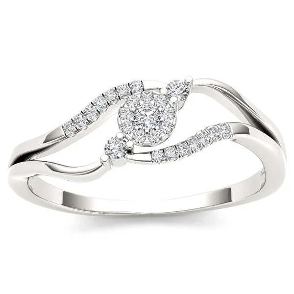 Women’s thin band rings-De Couer 10k White Gold 1/8ct TDW Diamond Ring