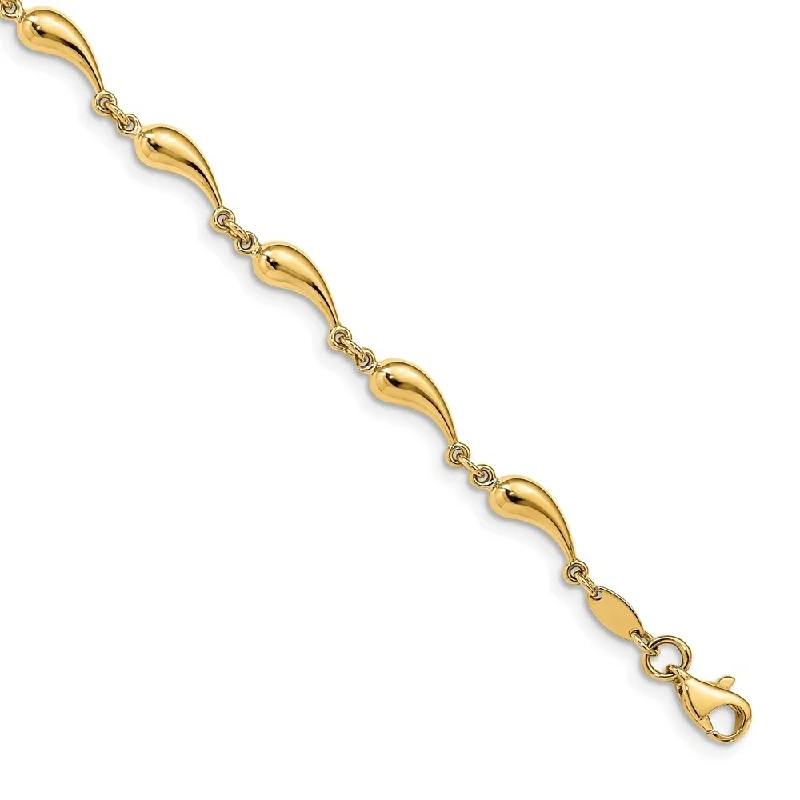 Women’s diamond tennis bracelets-14k Yellow Gold 4mm Polished Fancy Link Bracelet, 7.75"