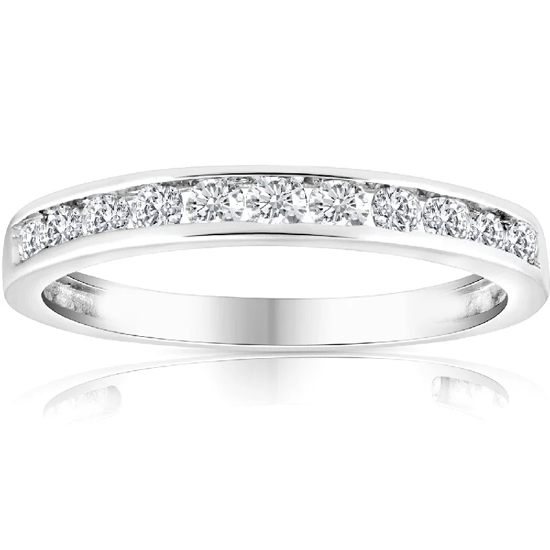 Women’s elegant diamond engagement rings-1/2 Ct Diamond Channel Set Wedding Ring 10k White Gold