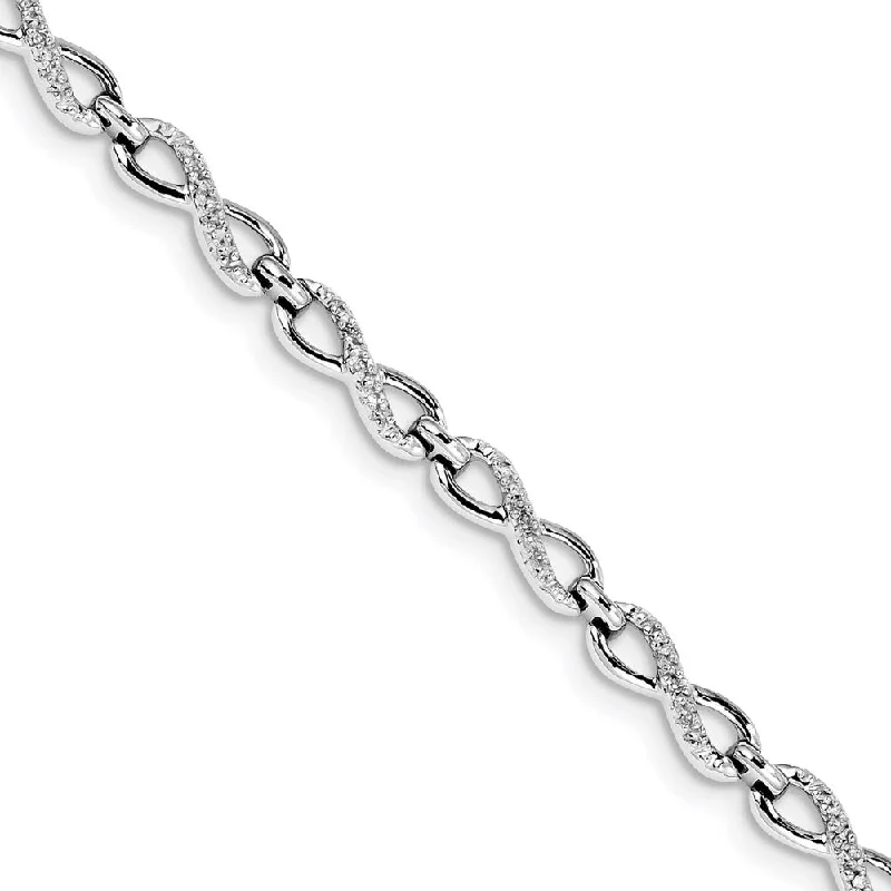 Women’s handmade bracelets-Sterling Silver Rhodium-plated Diam. Bracelet-WBC-QDX1140