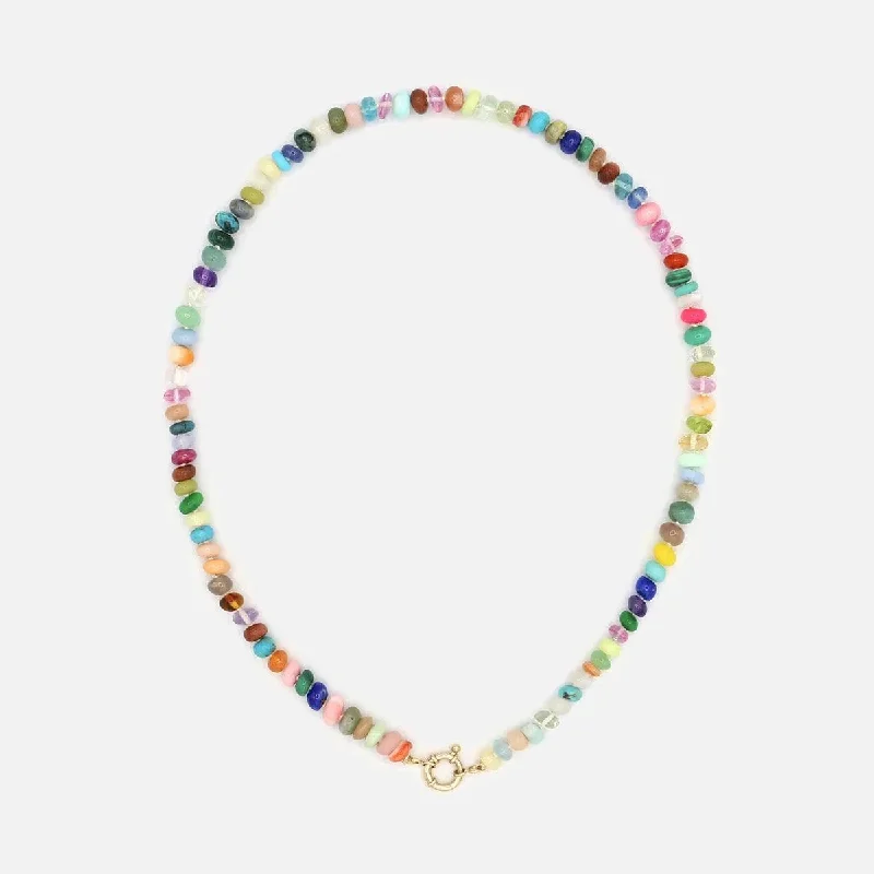 Women’s rose gold chain necklaces-Small Magical Mixy Gemstone Necklace