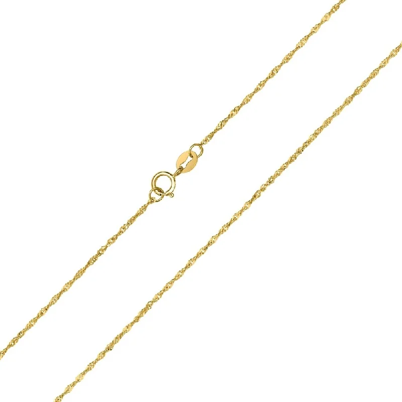 Women’s fashion rings-10K Yellow Gold 1MM Singapore Chain with Spring Ring Clasp - 20 Inch