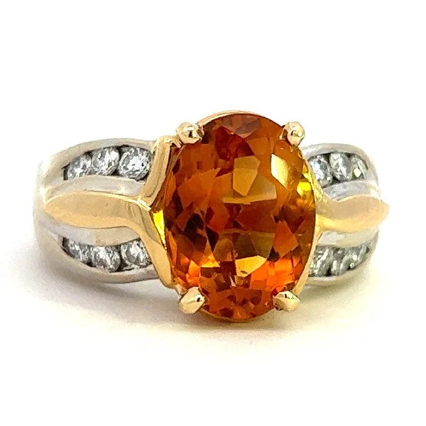 Women’s engagement rings with moissanite-14K Yellow Gold Citrine and Diamond Ring - FINAL SALE