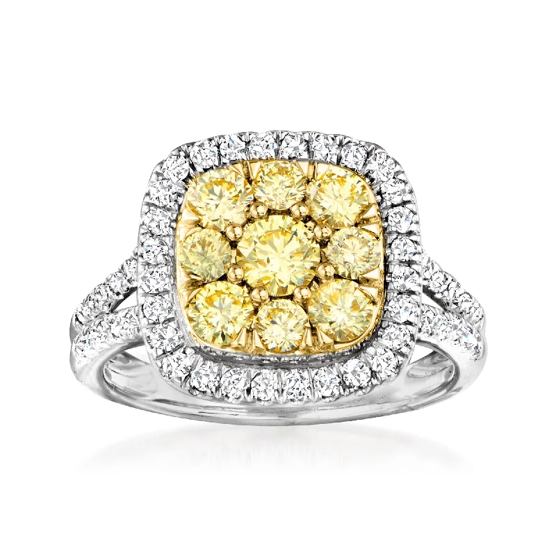 Women’s bezel-set engagement rings-Ross-Simons Yellow and White Diamond Ring in 14kt 2-Tone Gold