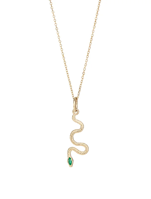 Women’s infinity charm necklaces-Emerald Serpent Pendant