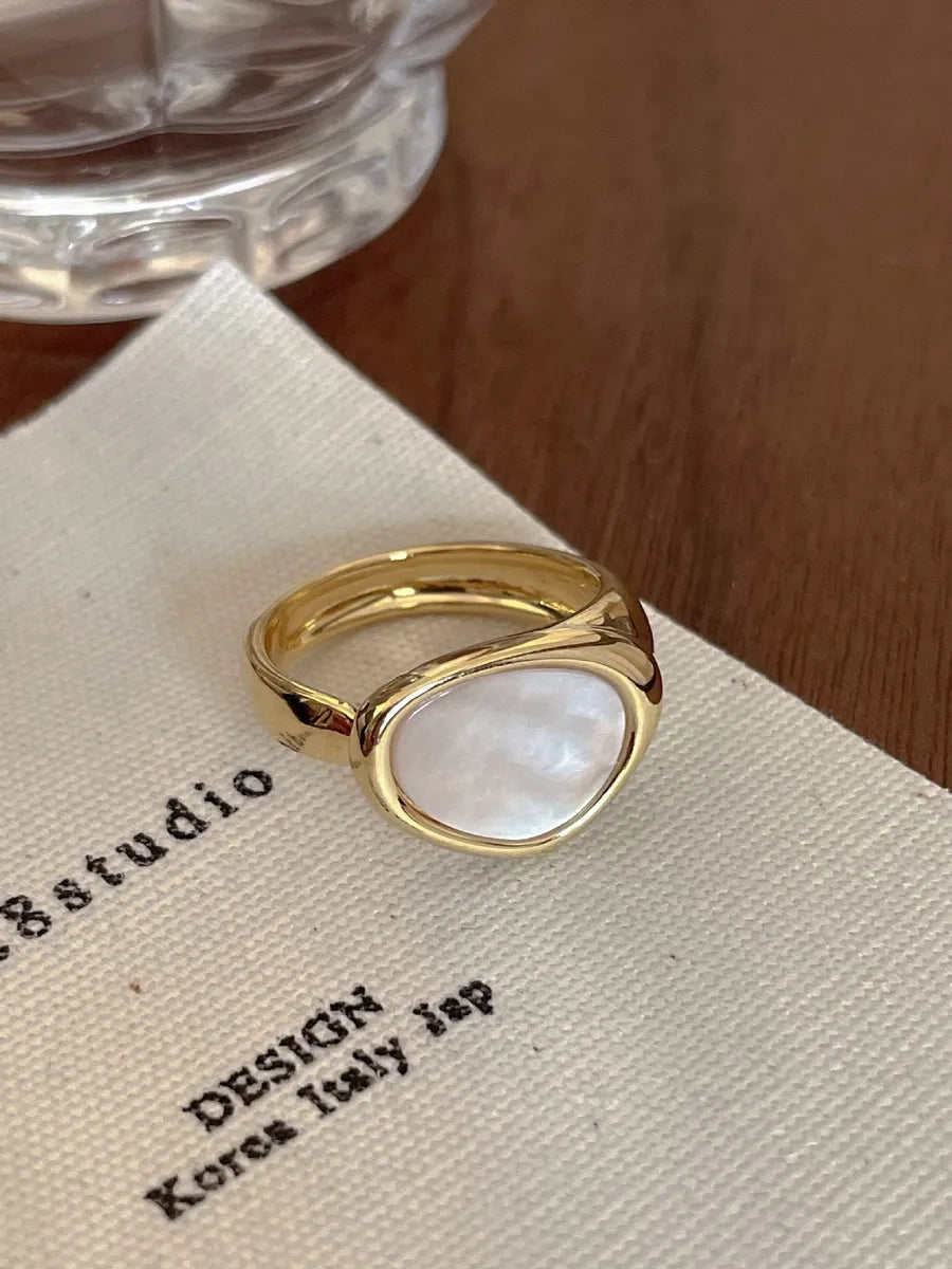 Profiled White Shell Open Ring