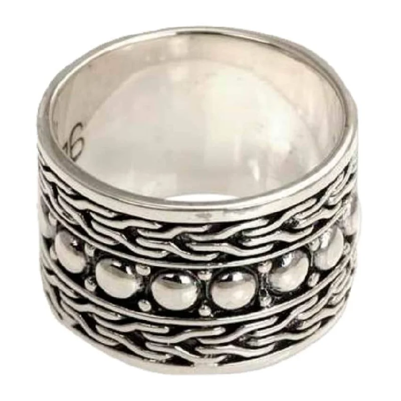 Women’s unique gemstone rings-Handmade Men's Sterling Silver Warrior Ring (Indonesia)