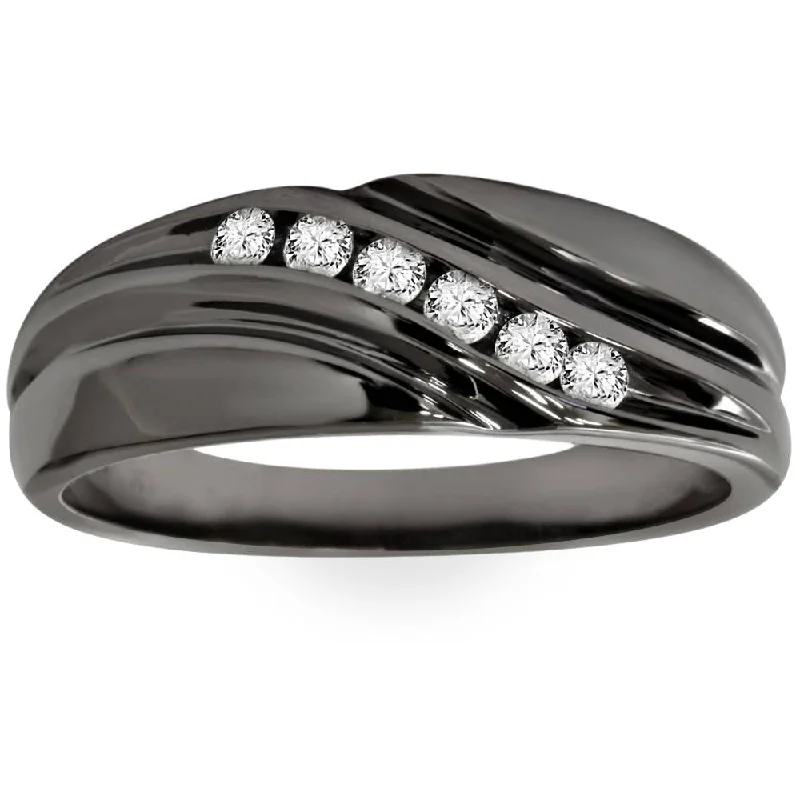 Women’s promise rings-1/4Ct Men's Black Diamond Ring in Black Gold