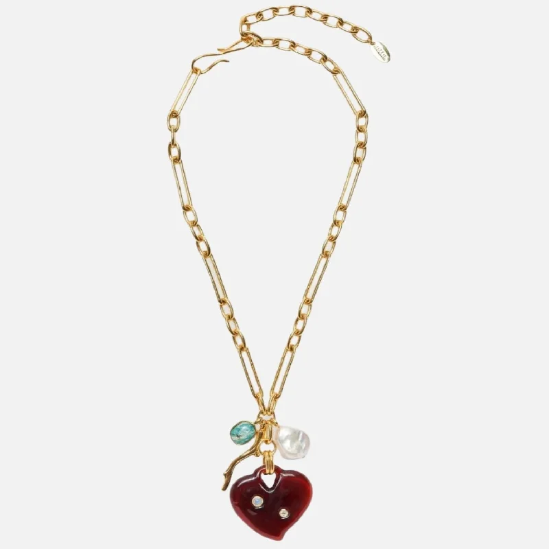 Women’s opal necklaces-Murano Heart Necklace