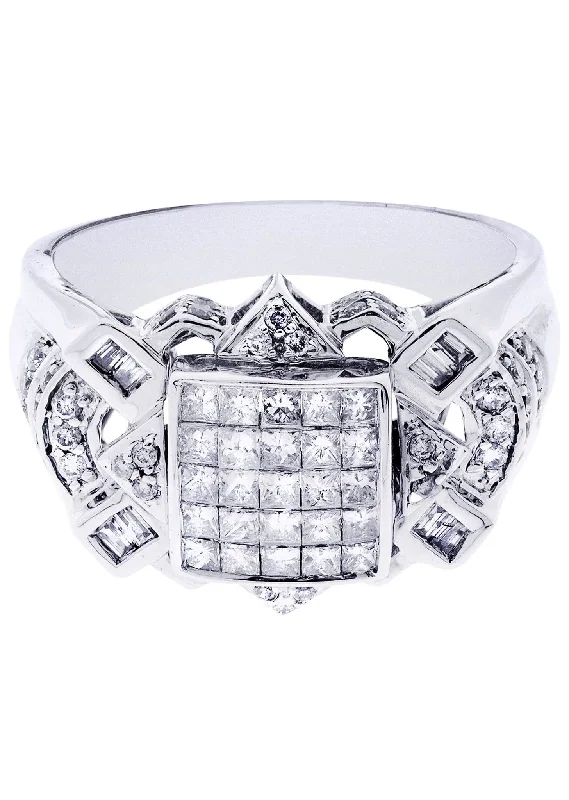 Women’s two-tone engagement rings-White Gold Mens Diamond Ring| 0.67 Carats| 10.12 Grams