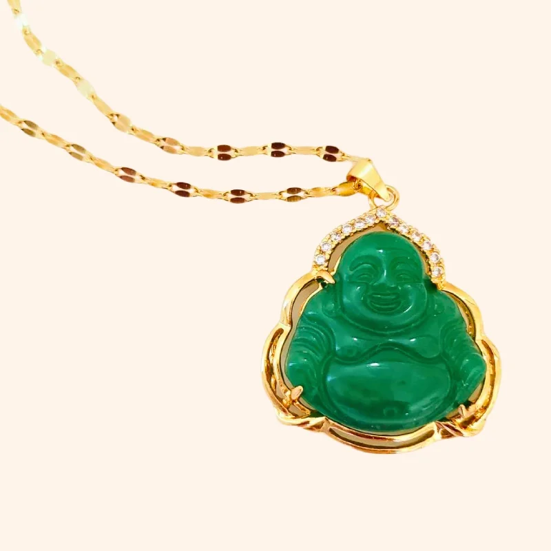 Women’s luxurious diamond necklaces-Woman Jade Buddha Necklace