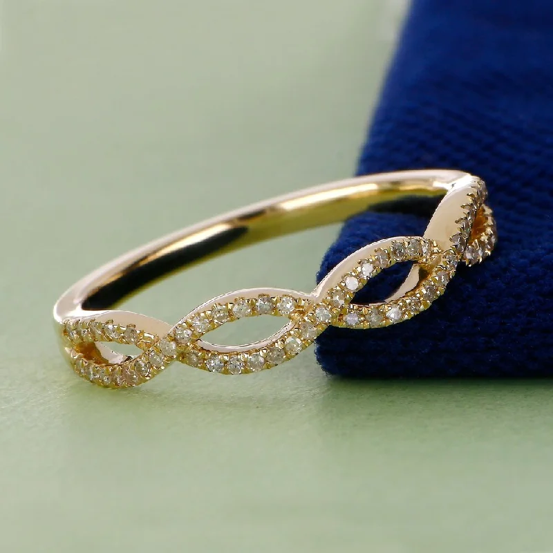 Women’s heart-shaped rings-De Couer 10k Yellow Gold 1/6ct TDW Diamond Criss-Cross Ring