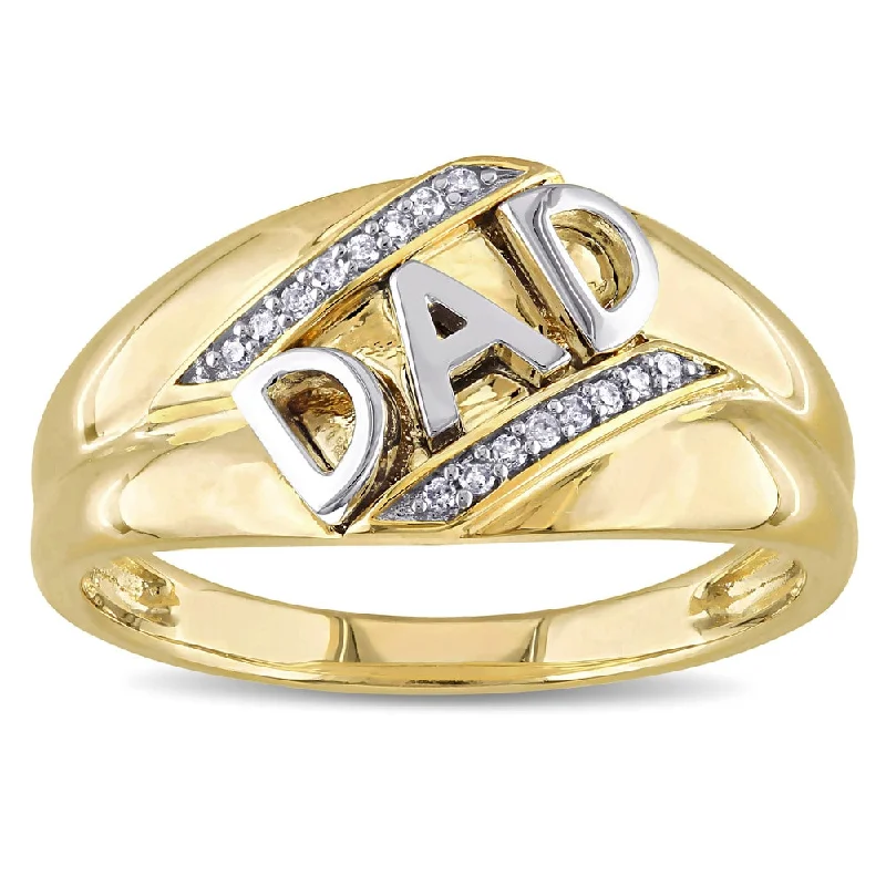 Women’s classic gold rings-Miadora 10k Yellow Gold Diamond Accent Mens Dad Ring - White