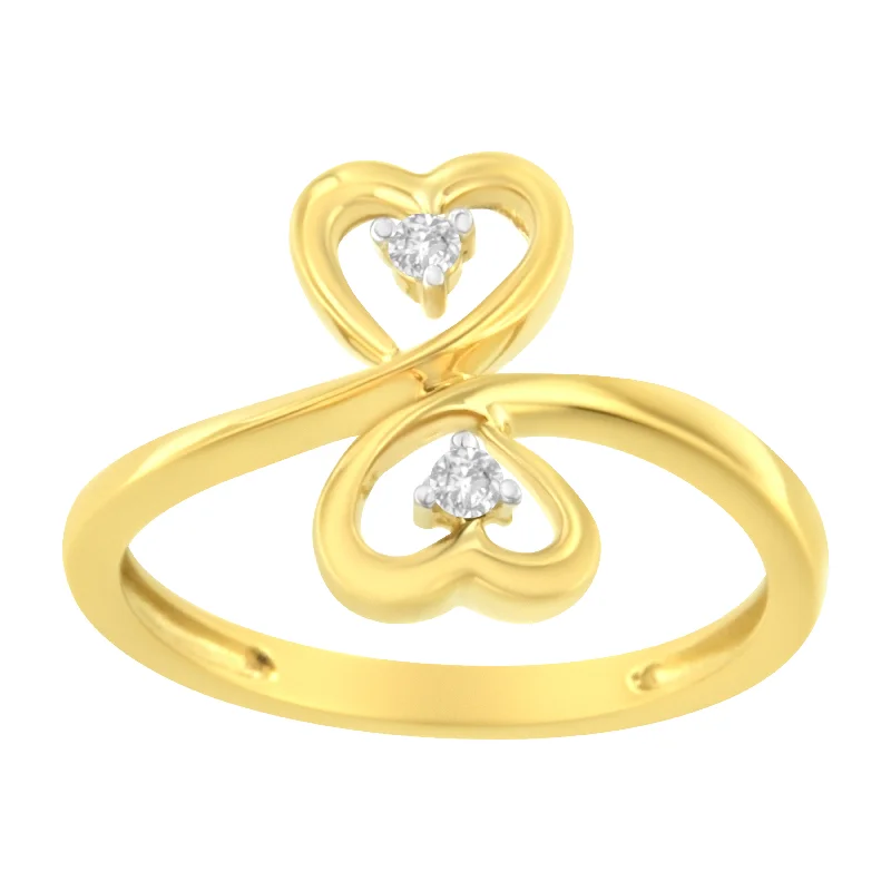 Women’s pear-shaped engagement rings-14KT Yellow Gold 1/20 ctw. Dual Heart Diamond Ring