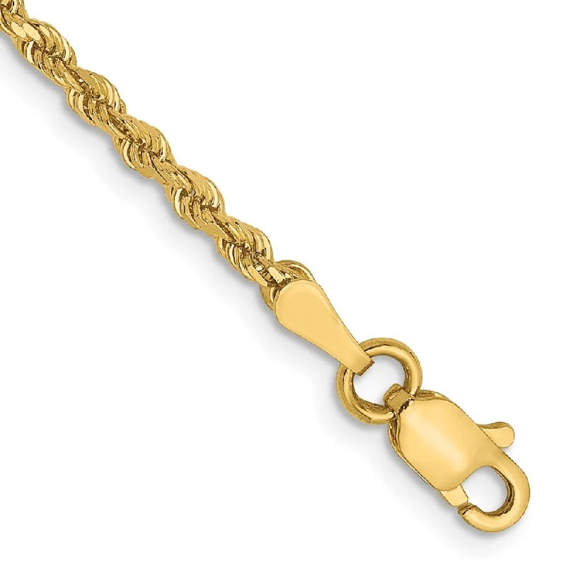 Women’s pearl stretch bracelets-14k Yellow Gold 2mm Diamond-Cut Rope Chain Bracelet, 7"