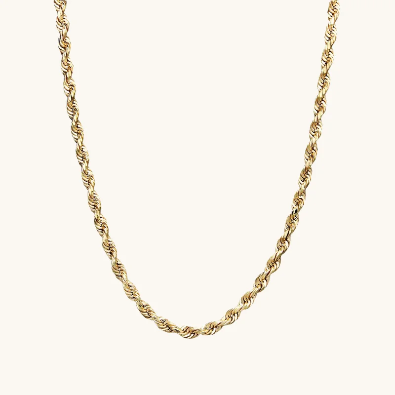 Women’s vintage gold necklaces-Men's Gold Rope Chain Necklace