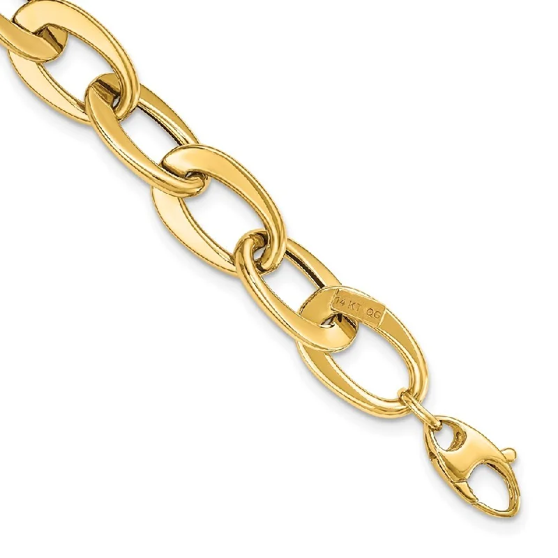 Women’s silver charm bracelets-14k Yellow Gold 9.7mm Fancy Link Bracelet, 8"