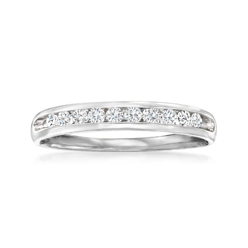 Women’s custom engagement ring designs-Ross-Simons Diamond Wedding Ring in 14kt White Gold