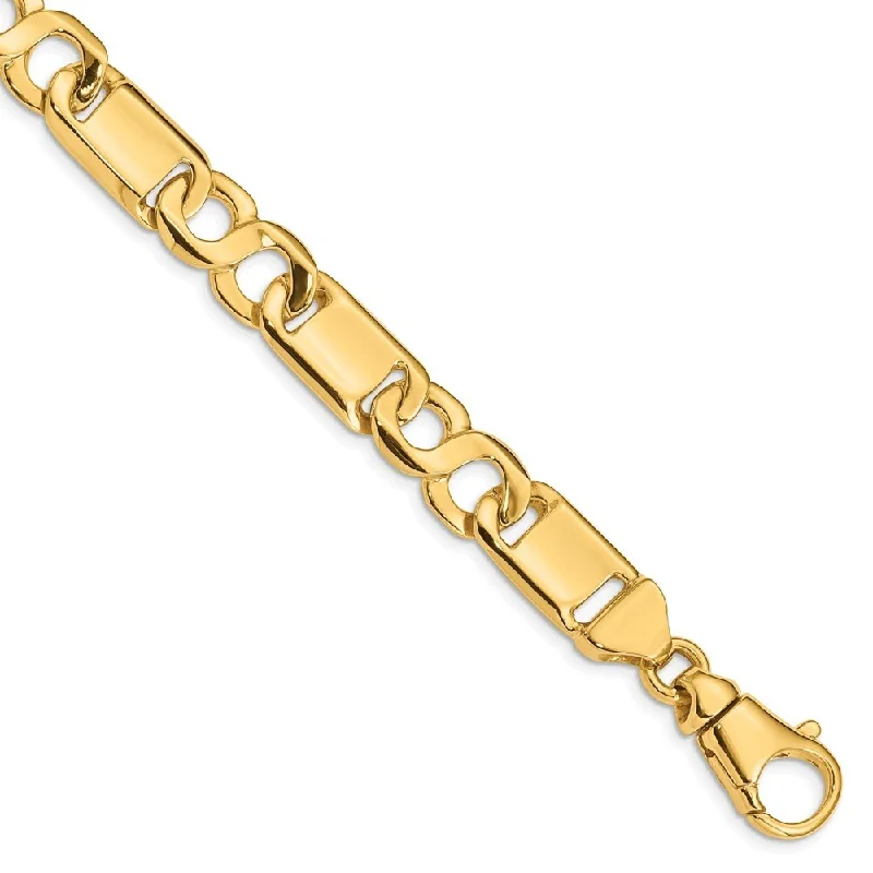 Women’s custom gemstone bracelets-14k Yellow Gold 10.4mm Hand-polished Fancy Link Bracelet, 8.5"