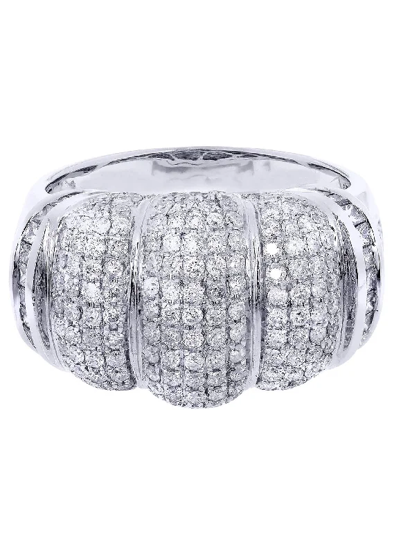 Women’s custom-made engagement rings-White Gold Mens Diamond Ring| 1.55 Carats| 10.29 Grams