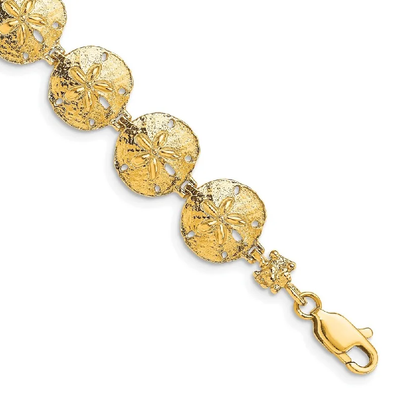 Women’s gold chain bracelets-14k Yellow Gold 11.7mm Sand Dollar Bracelet, 7"