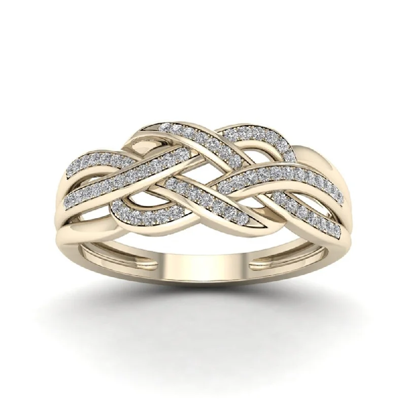 Women’s custom-made rings-De Couer IGI Certified 10k Yellow Gold 1/5ct TDW Diamond Swirling Ring