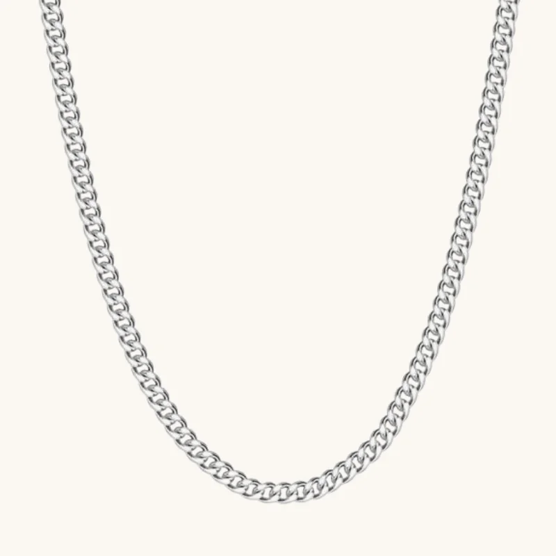 Women’s infinity symbol necklaces-Men's Silver Cuban Chain Necklace