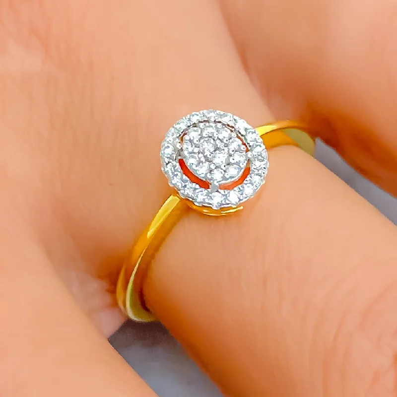 Women’s rose gold engagement rings with diamonds-Dazzling Delicate Oval 18K Gold + Diamond Ring