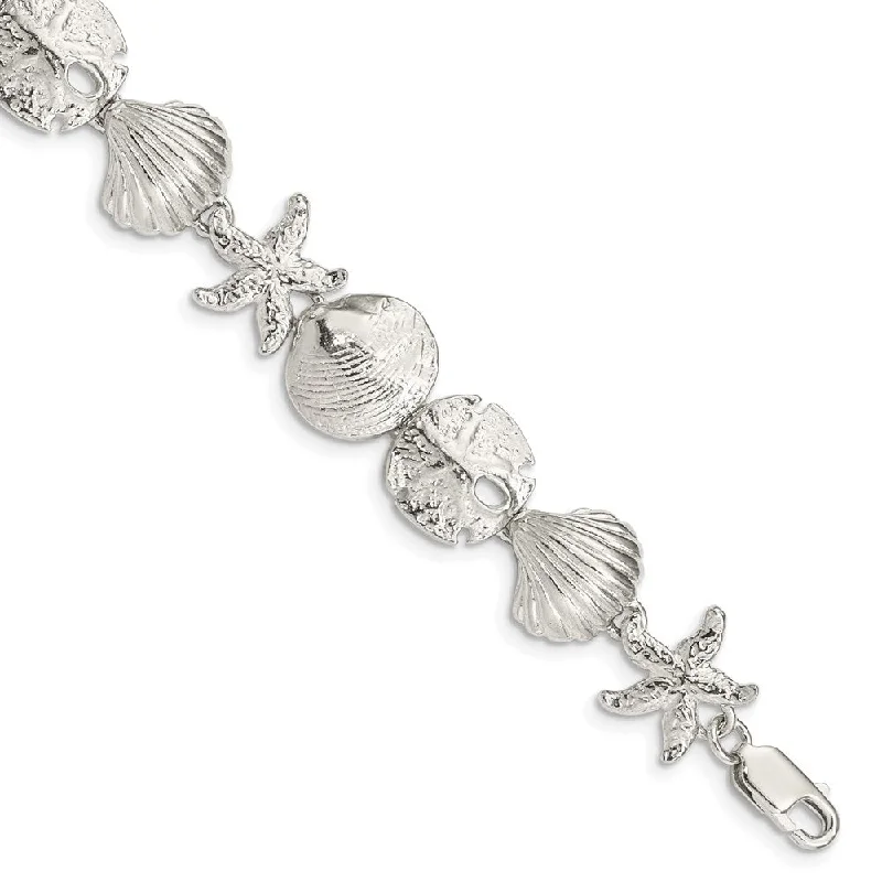 Women’s silver bracelets-Sterling Silver Seashells Bracelet-WBC-QA28-8