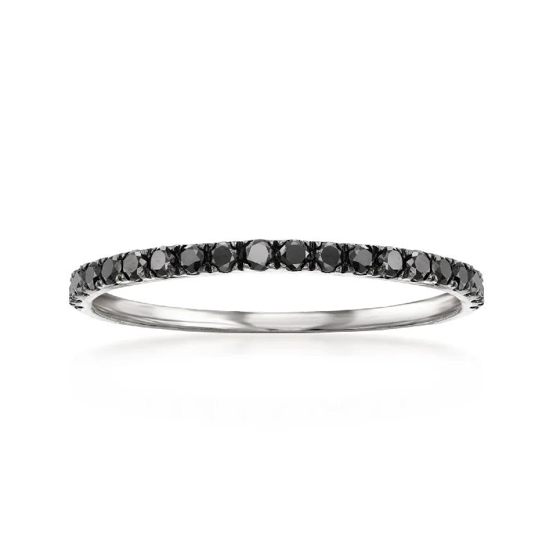 Women’s luxurious engagement rings-Ross-Simons Black Diamond Ring in Sterling Silver