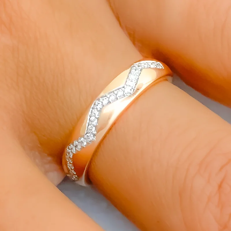 Women’s luxurious engagement rings-Zig Zag 18k Rose Gold + Diamond Ring