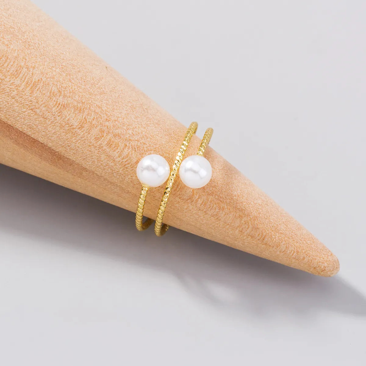 Women’s opal rings-European And American Foreign Trade Jewelry Double Beads Winding Multi-layer Normcore Style Ring Personality Fashion Pearl Adjustable Index Finger Ring