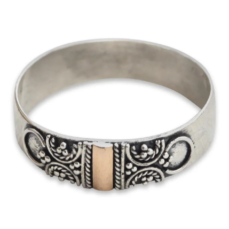 Women’s ring sets-Handmade Gold Overlay 'Glad Arabesques' Ring (Indonesia)