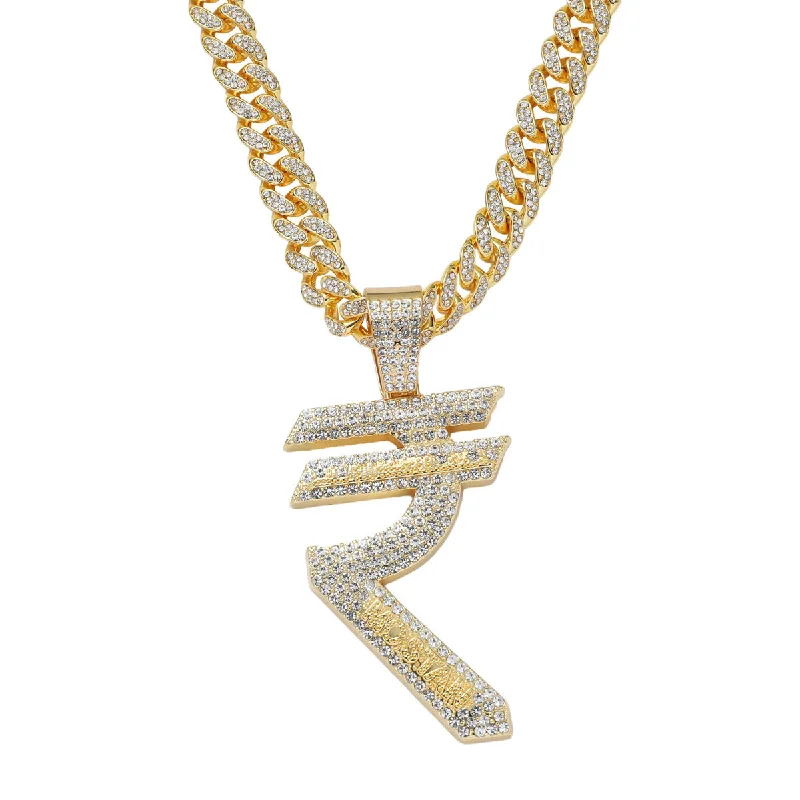 Women’s minimalist gold necklaces-Hip-hop Letter Alloy Inlay Rhinestones Men's Pendant Necklace