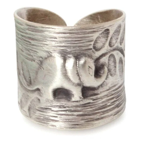 Women’s diamond rings-NOVICA Handmade Sterling Silver 'Thai Forest Elephant' Ring (Thailand)