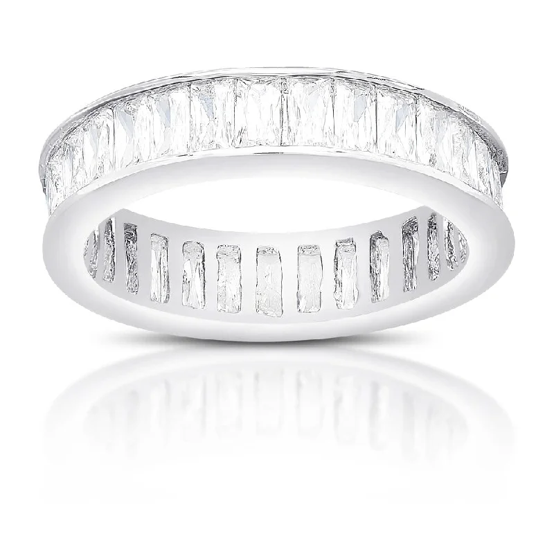 Women’s custom ring designs-Dolce Giavonna Sterling Silver Cubic Zirconia Eternity Style Ring